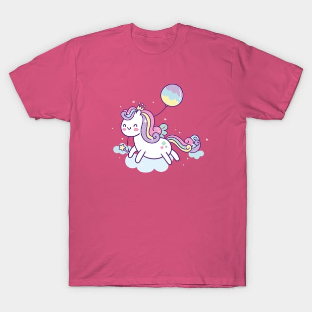 Kawaii Rainbow Unicorn Pony Cute Magic Horse T-Shirt by RetroGeek